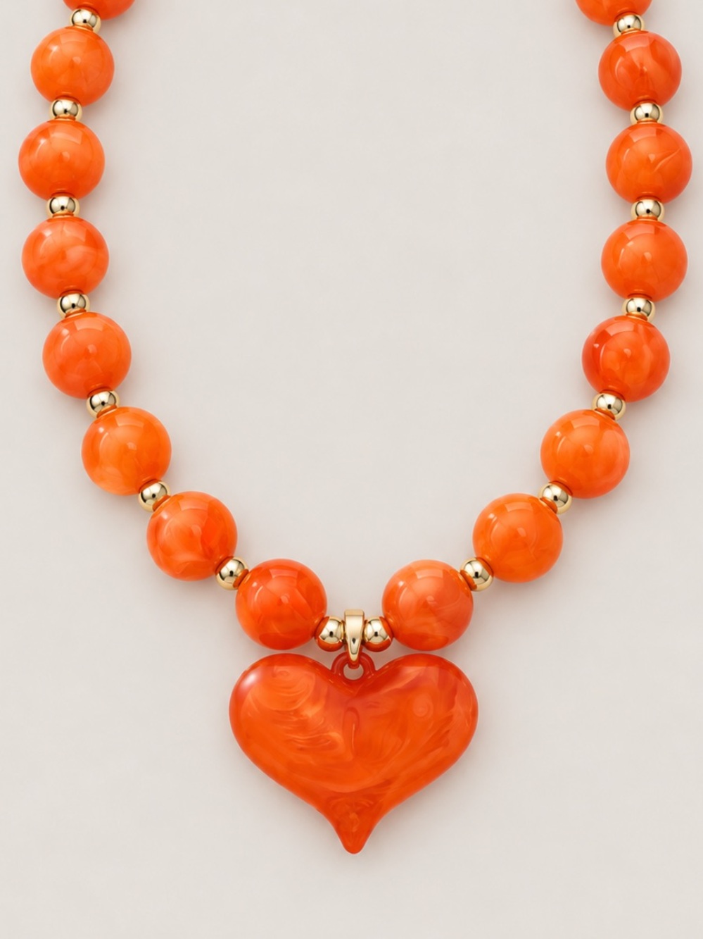 New! Orange Beaded Heart Dopamine Necklace NWOT